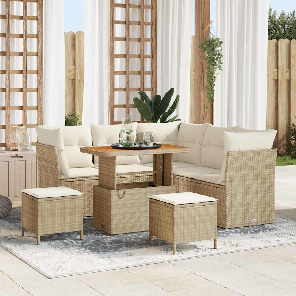 Tuin Sofa Set 8 Pcs Poly Riet En Gepoedercoat Staal