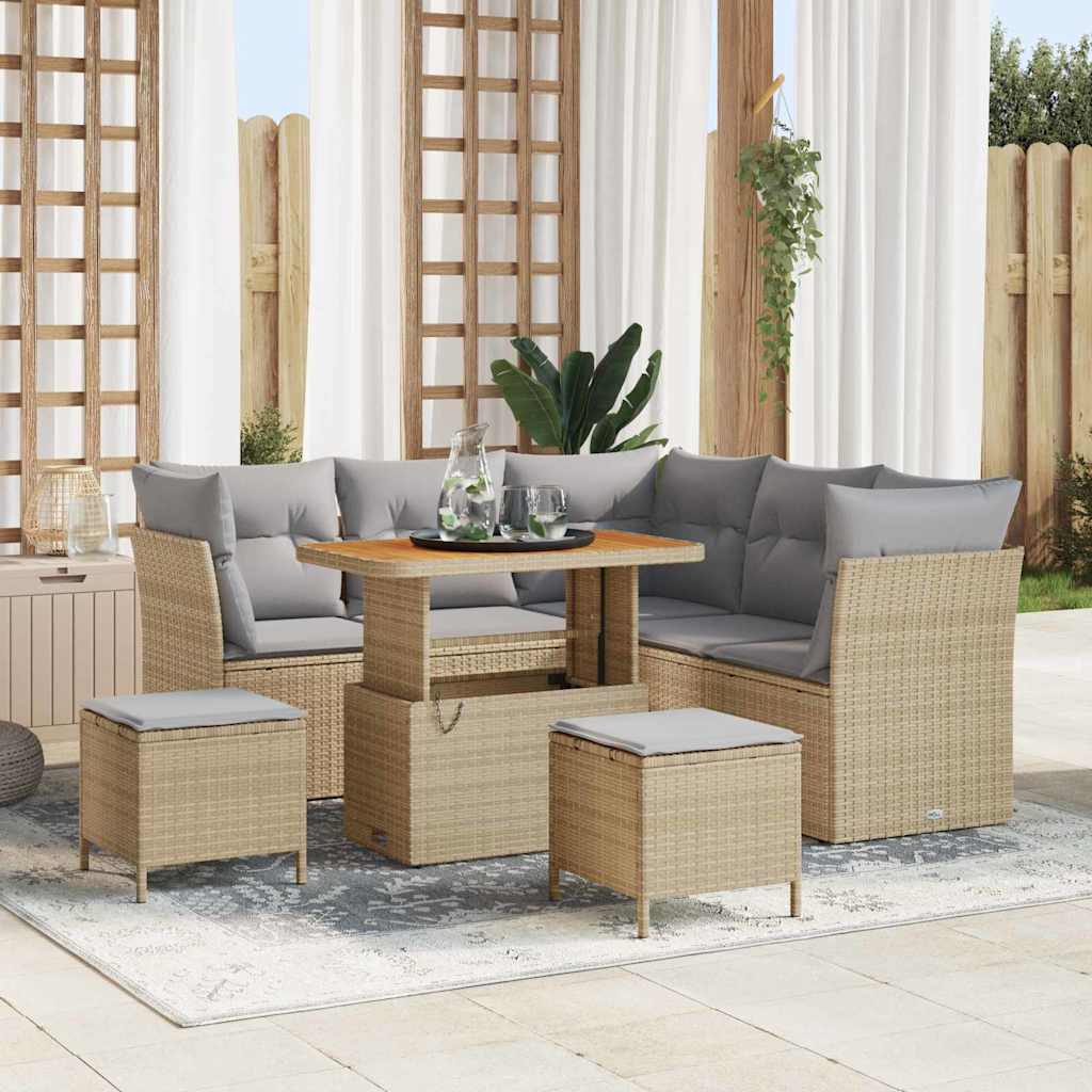 Tuin Sofa Set 8 Pcs Poly Riet En Gepoedercoat Staal