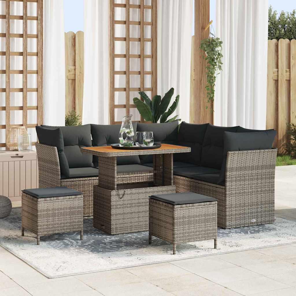 Tuin Sofa Set 8 Pcs Poly Riet En Gepoedercoat Staal