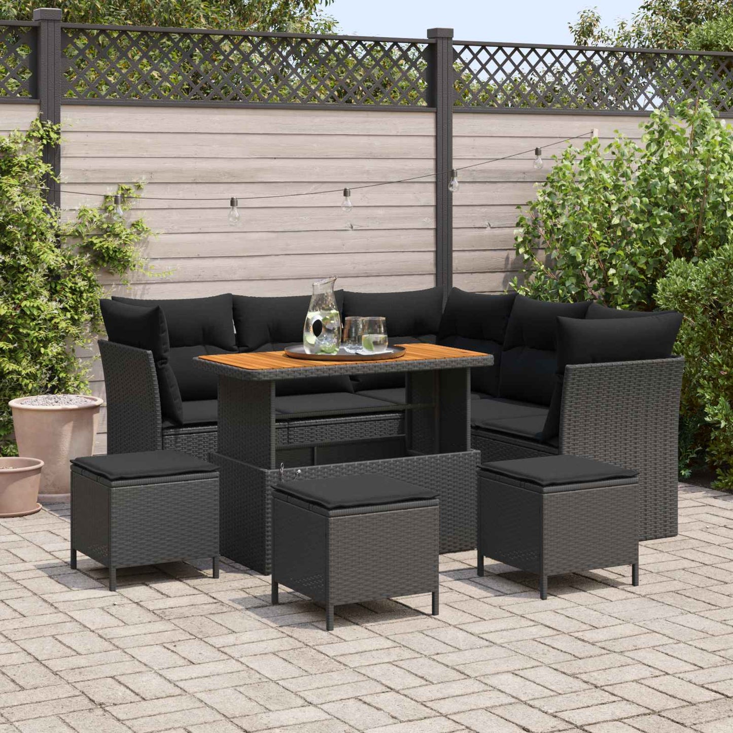 Tuin Sofa Set 8 Pcs Poly Riet En Gepoedercoat Staal