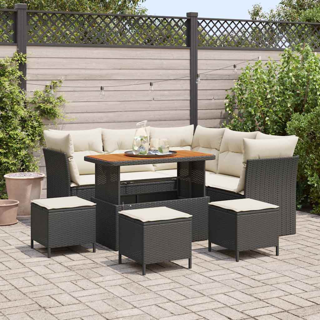 Tuin Sofa Set 8 Pcs Poly Riet En Gepoedercoat Staal
