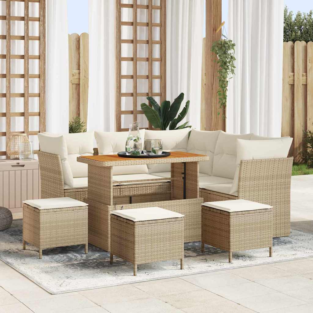 Tuin Sofa Set 8 Pcs Poly Riet En Gepoedercoat Staal