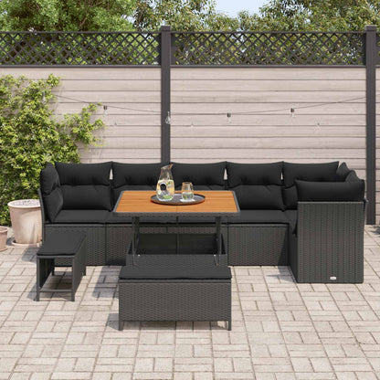 Tuin Sofa Set 9 Pcs Poly Riet En Gepoedercoat Staal