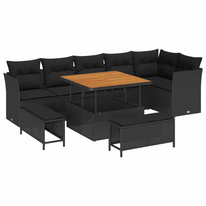 Tuin Sofa Set 9 Pcs Poly Riet En Gepoedercoat Staal