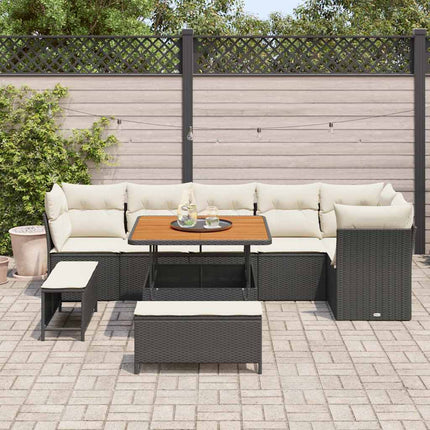 Tuin Sofa Set Met Kussen Met Opslag 9 Pcs Zwart En Crème