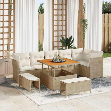 Tuin Sofa Set Met Kussen Met Opslag 9 Pcs En Crèmekleurig