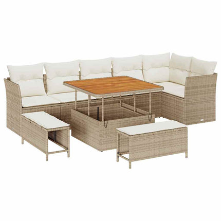Tuin Sofa Set Met Kussen Met Opslag 9 Pcs En Crèmekleurig