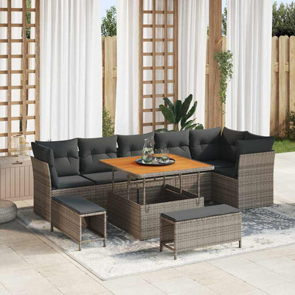 Tuin Sofa Set 9 Pcs Poly Riet En Gepoedercoat Staal