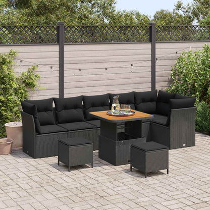 Tuin Sofa Set 9 Pcs Poly Riet En Gepoedercoat Staal