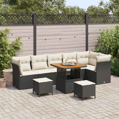Tuin Sofa Set 9 Pcs Poly Riet En Gepoedercoat Staal