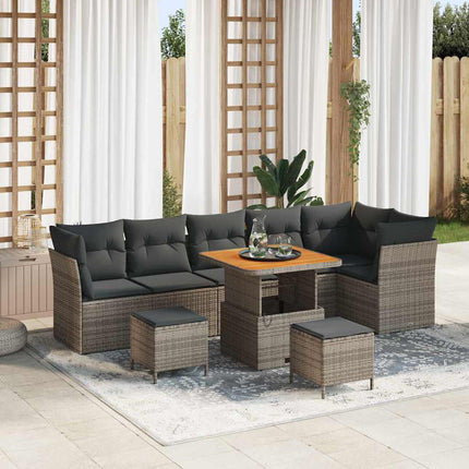 Tuin Sofa Set Met Kussen Met Opslag 9 Pcs En Crèmekleurig