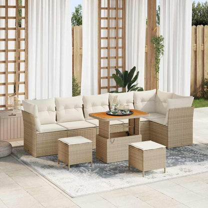 Tuin Sofa Set 9 Pcs Poly Riet En Gepoedercoat Staal