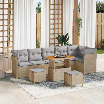 Tuin Sofa Set 9 Pcs Poly Riet En Gepoedercoat Staal