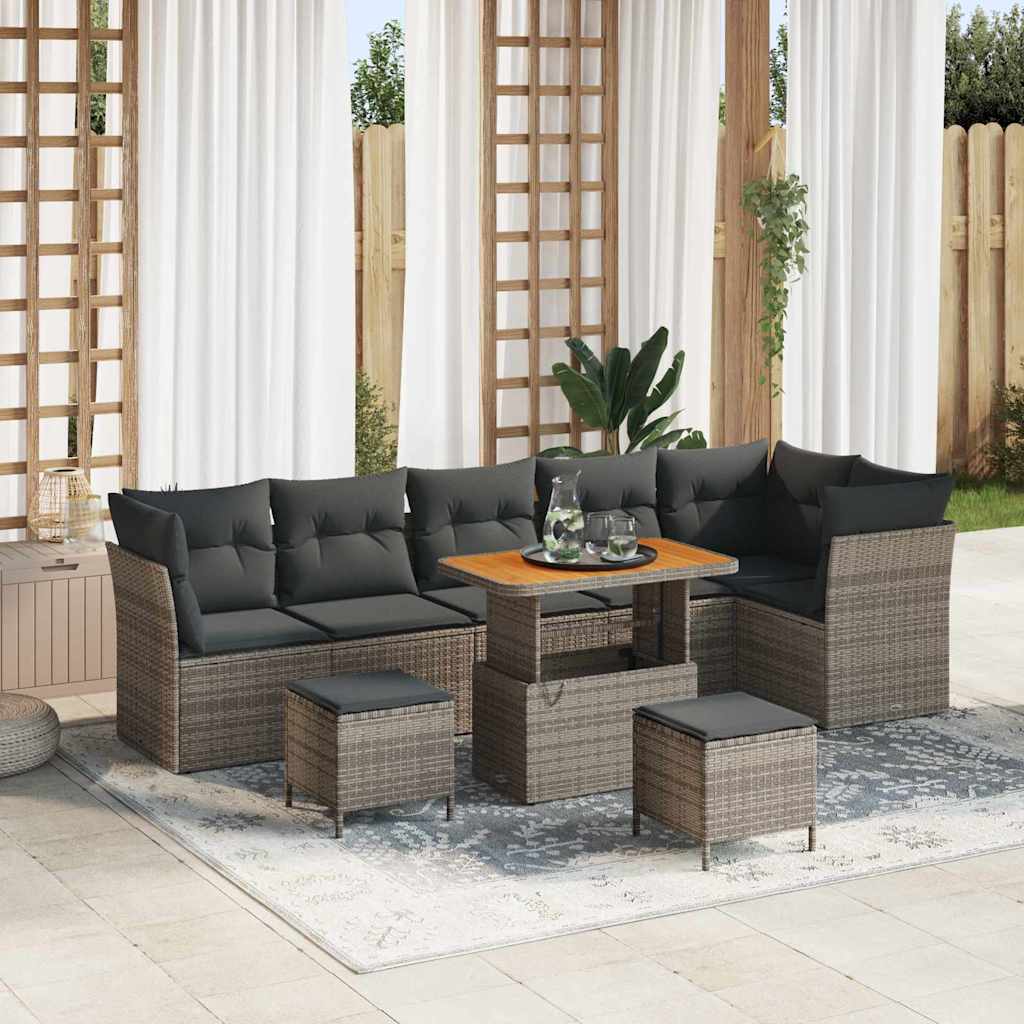 Tuin Sofa Set 9 Pcs Poly Riet En Gepoedercoat Staal