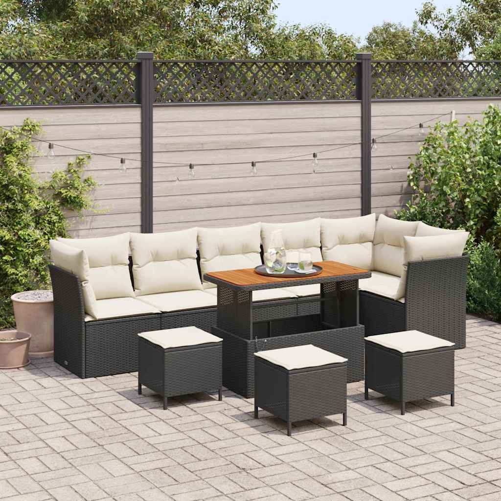 Tuin Sofa Set 9 Pcs Poly Riet En Gepoedercoat Staal