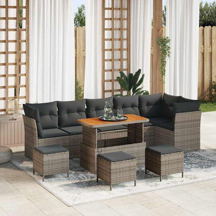 Tuin Sofa Set Met Kussen Met Opslag 9 Pcs En Crèmekleurig