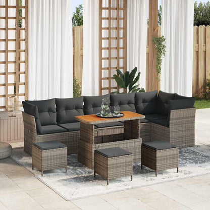 Tuin Sofa Set 9 Pcs Poly Riet En Gepoedercoat Staal