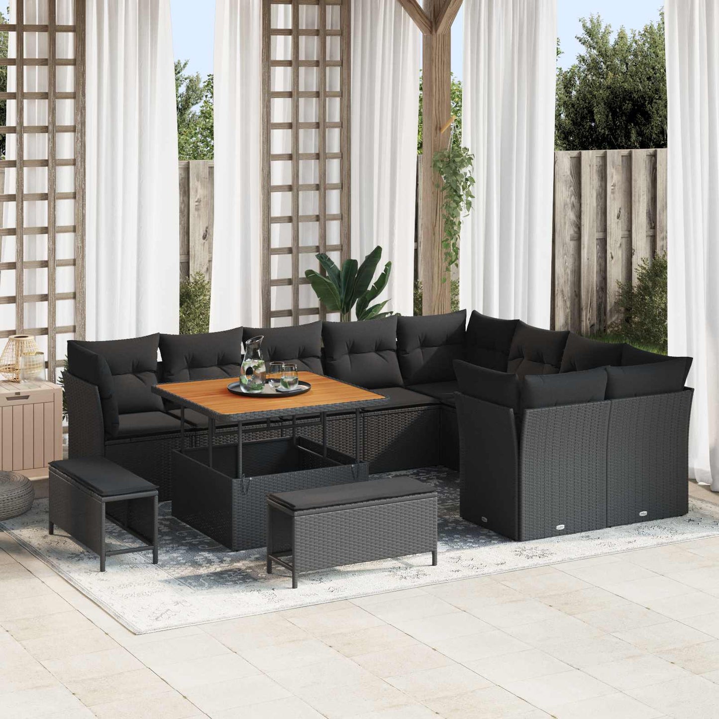 Tuin Sofa Set 12 Pcs Poly Rattan En Gepoedercoat Staal