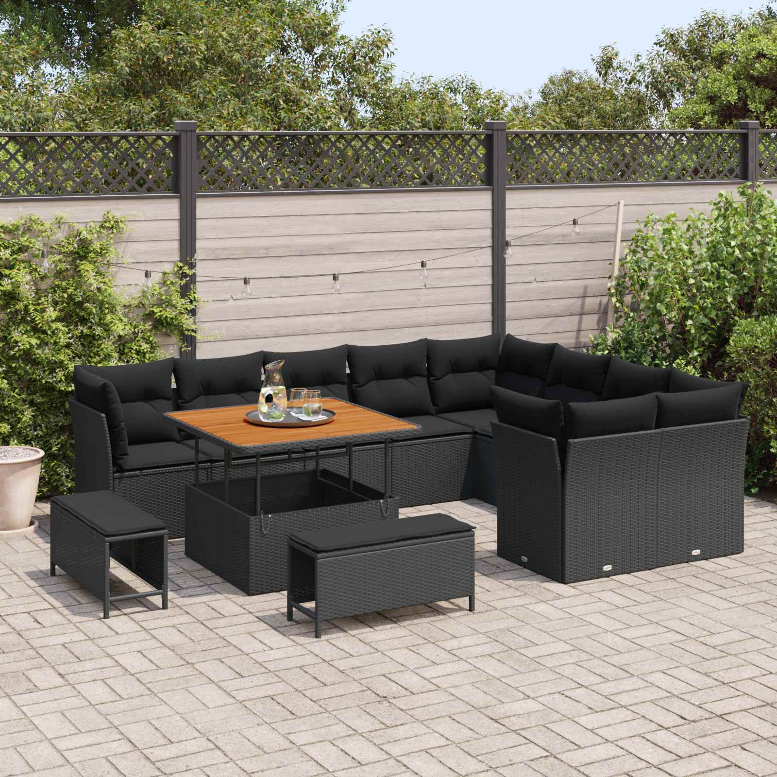 Tuin Sofa Set 12 Pcs Poly Rattan En Gepoedercoat Staal