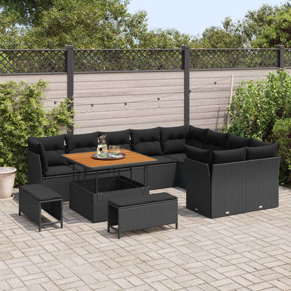 Tuin Sofa Set 12 Pcs Poly Rattan En Gepoedercoat Staal