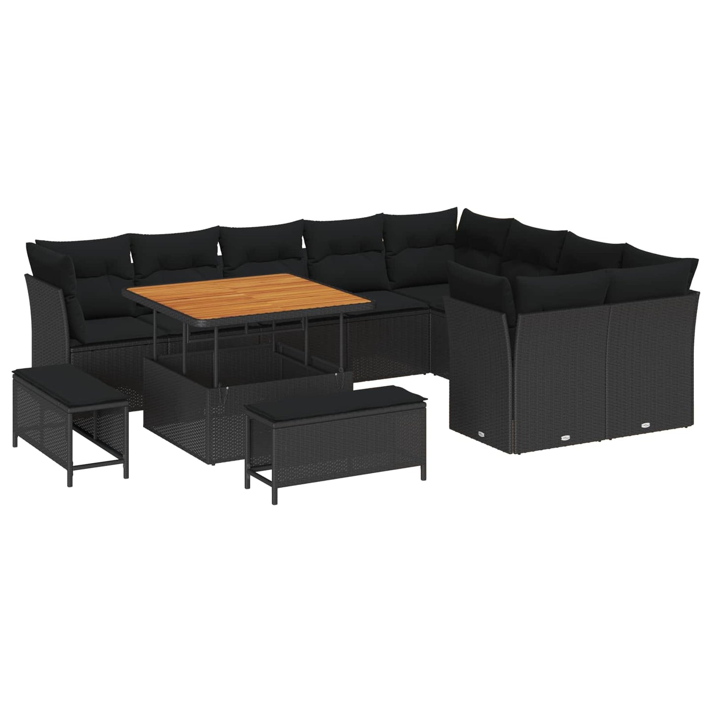 Tuin Sofa Set 12 Pcs Poly Rattan En Gepoedercoat Staal