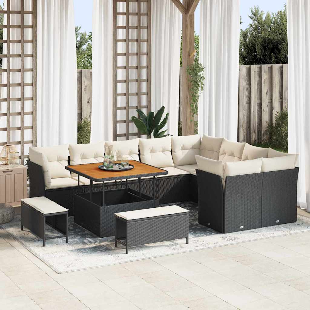 Tuin Sofa Set 12 Pcs Poly Rattan En Gepoedercoat Staal