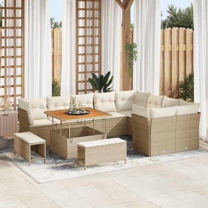 Tuin Sofa Set 12 Pcs Poly Rattan En Gepoedercoat Staal