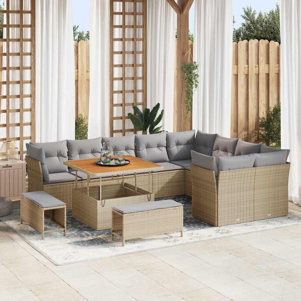 Tuin Sofa Set 12 Pcs Poly Rattan En Gepoedercoat Staal