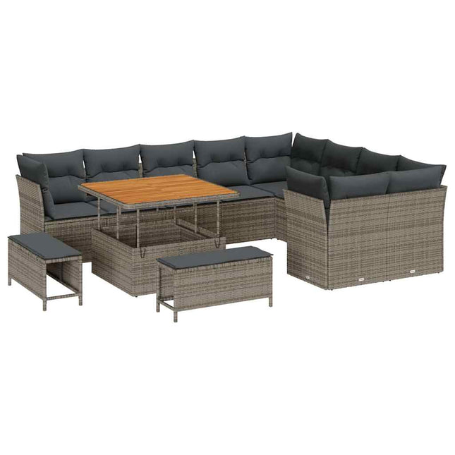 Tuin Sofa Set 12 Pcs Poly Rattan En Gepoedercoat Staal