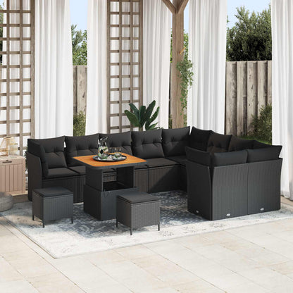 Tuin Sofa Set 12 Pcs Poly Rattan En Gepoedercoat Staal