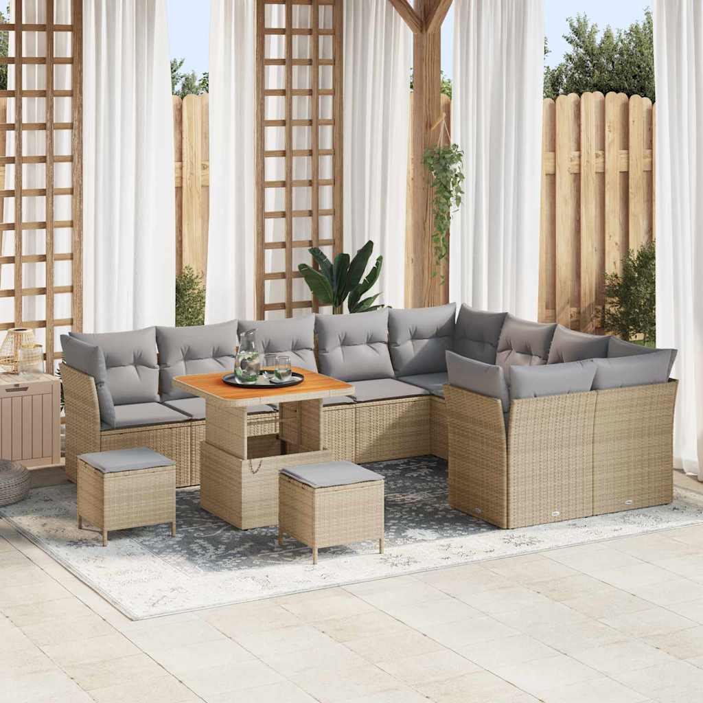Tuin Sofa Set 12 Pcs Poly Rattan En Gepoedercoat Staal