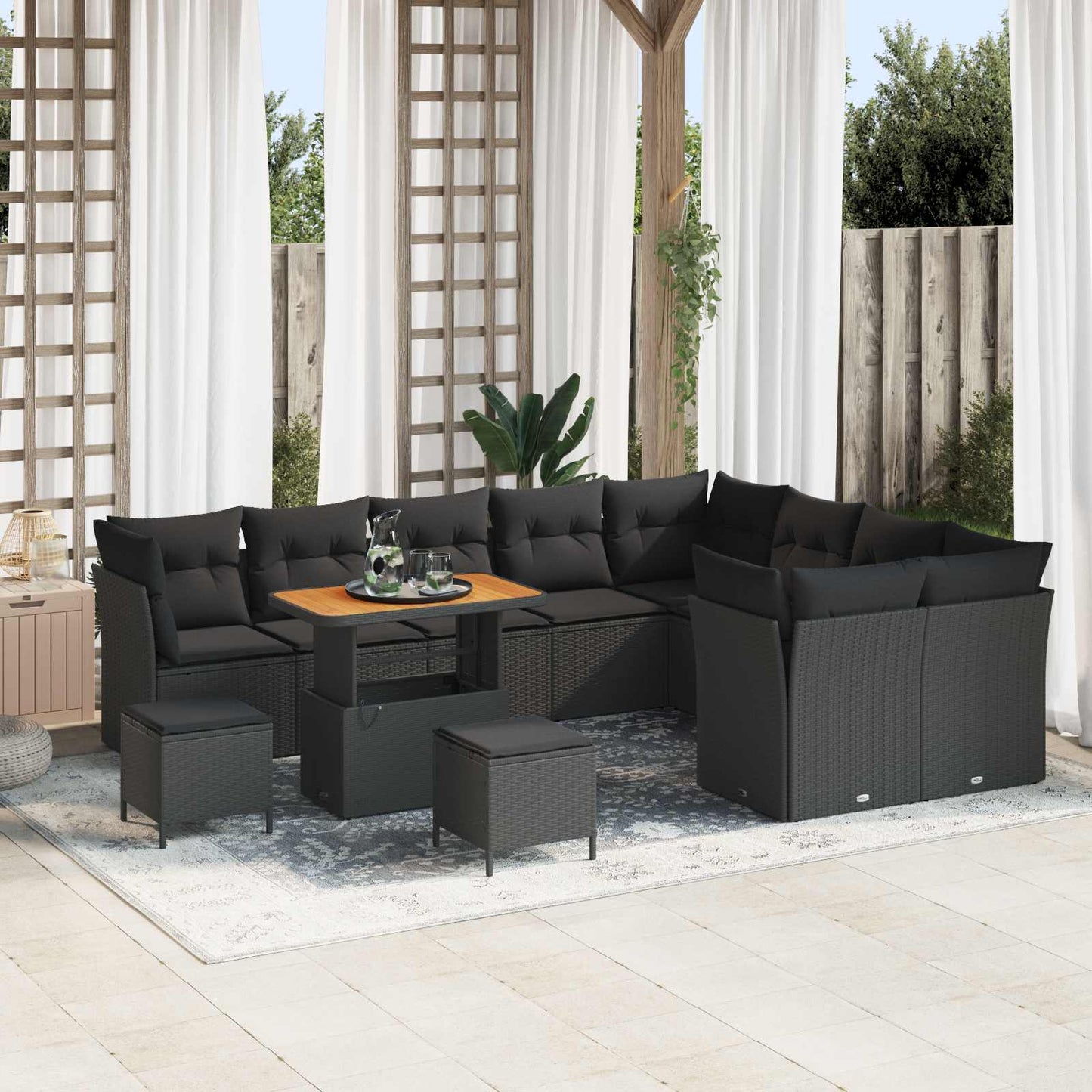 Tuin Sofa Set 12 Pcs Poly Rattan En Gepoedercoat Staal