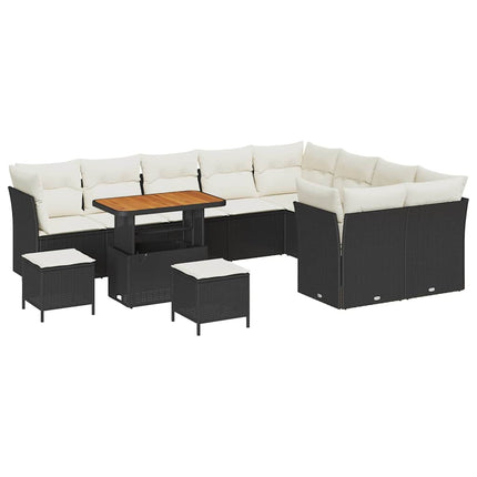 Tuin Sofa Set Met Kussen Met Opslag 12 Pcs Zwart En Crème