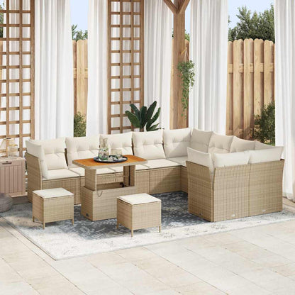 Tuin Sofa Set 12 Pcs Poly Rattan En Gepoedercoat Staal