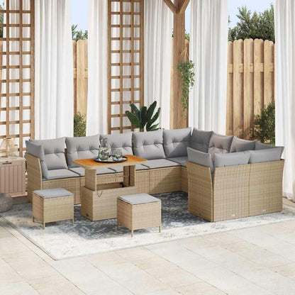 Tuin Sofa Set 12 Pcs Poly Rattan En Gepoedercoat Staal