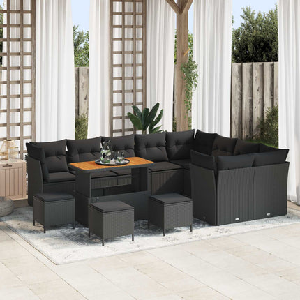 Tuin Sofa Set Met Kussen Met Opslag 12 Pcs Zwart En Crème