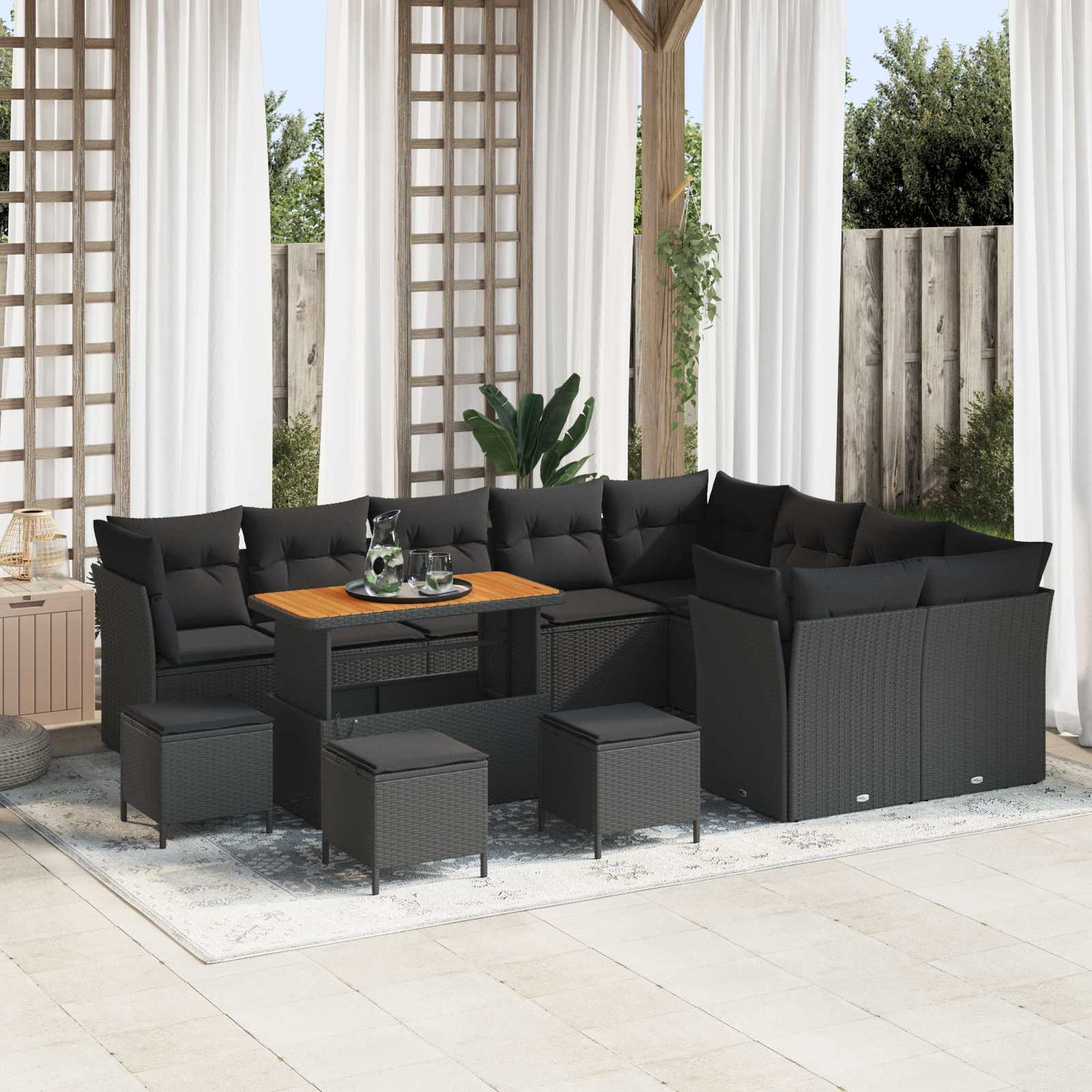 Tuin Sofa Set 12 Pcs Poly Rattan En Gepoedercoat Staal