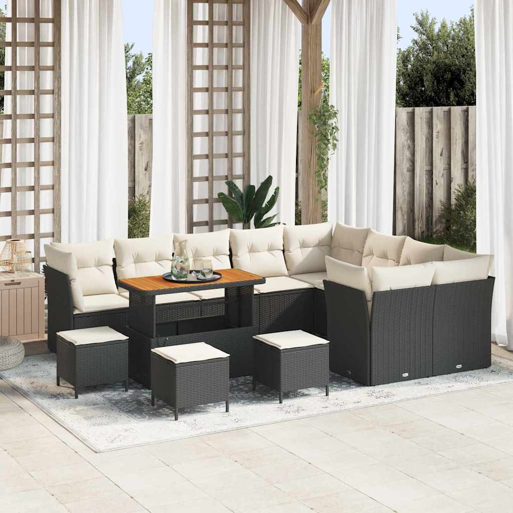 Tuin Sofa Set 12 Pcs Poly Rattan En Gepoedercoat Staal