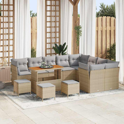 Tuin Sofa Set 12 Pcs Poly Rattan En Gepoedercoat Staal