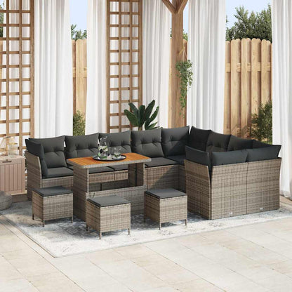 Tuin Sofa Set 12 Pcs Poly Rattan En Gepoedercoat Staal