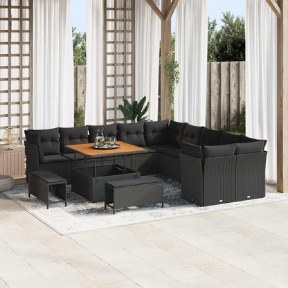 Tuin Sofa Set Met Kussen 13 Pcs En Crème Poly Rattan