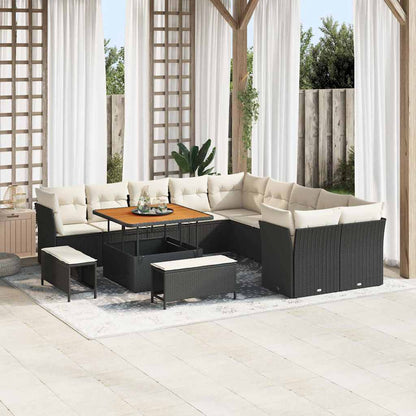 Tuin Sofa Set Met Kussen 13 Pcs En Crème Poly Rattan