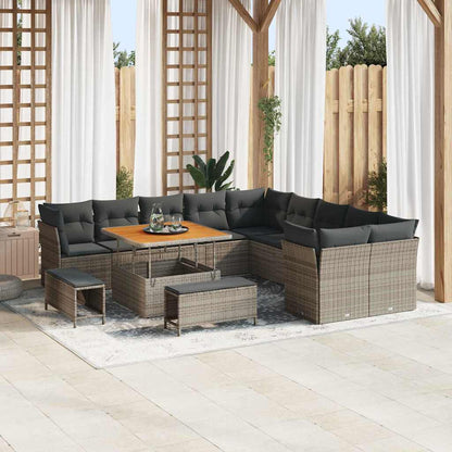 Tuin Sofa Set Met Kussen 13 Pcs En Crème Poly Rattan