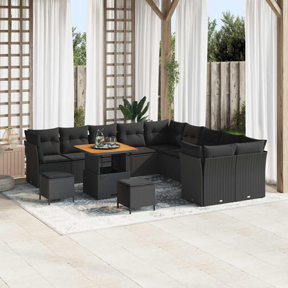 Tuin Sofa Set Met Kussen 13 Pcs En Crème Poly Rattan