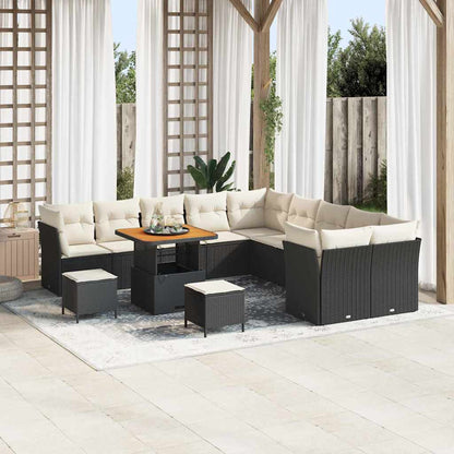 Tuin Sofa Set Met Kussen 13 Pcs En Crème Poly Rattan