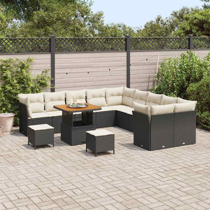Tuin Sofa Set Met Kussen 13 Pcs En Crème Poly Rattan