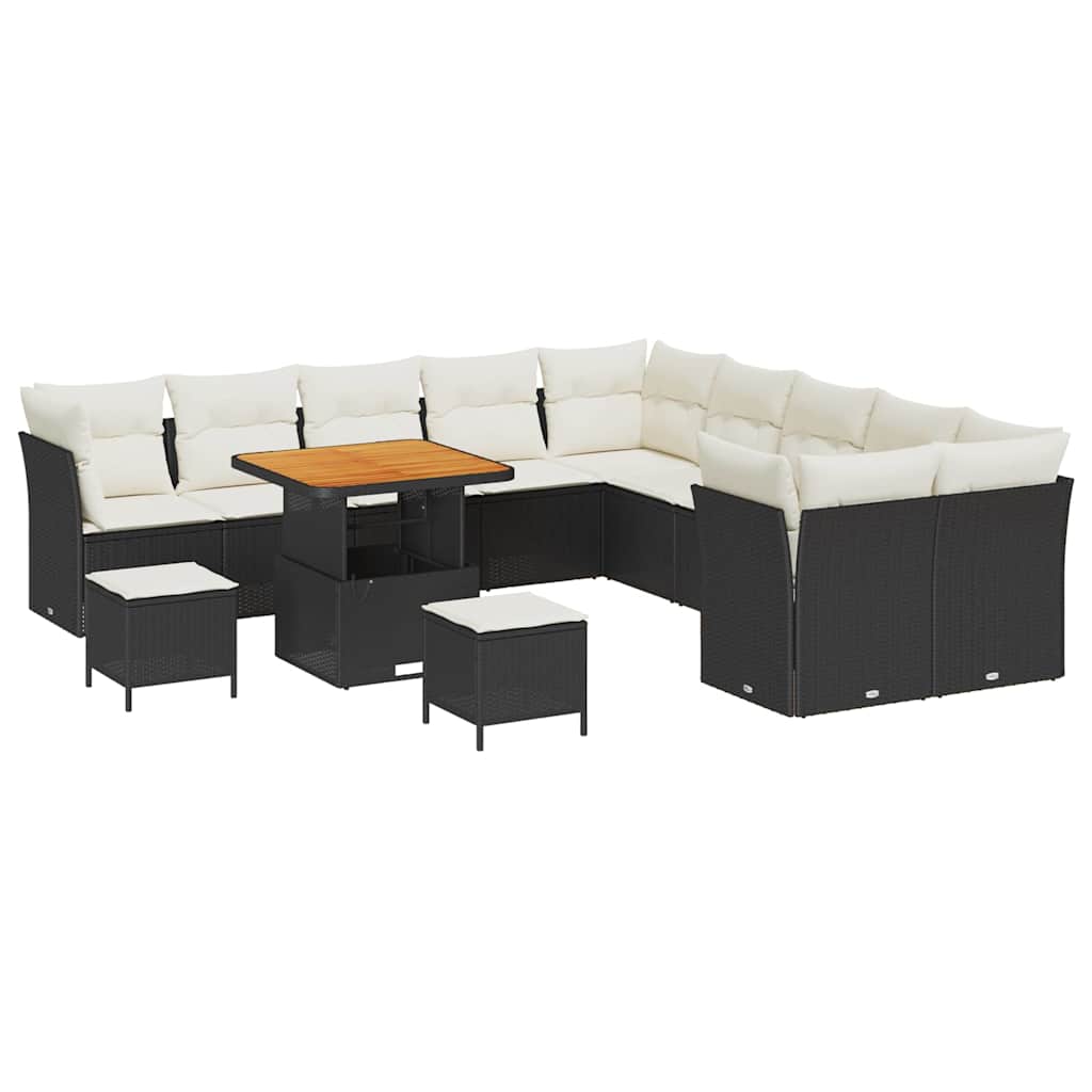 Tuin Sofa Set Met Kussen 13 Pcs En Crème Poly Rattan