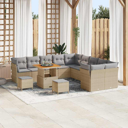 Tuin Sofa Set Met Kussen 13 Pcs En Crèmekleurig