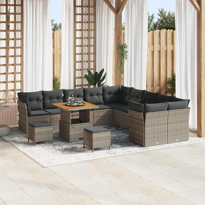 Tuin Sofa Set Met Kussen 13 Pcs En Crème Poly Rattan