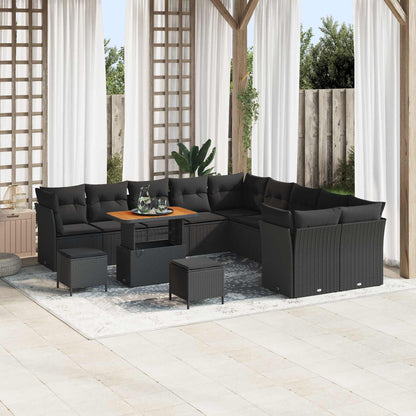 Tuin Sofa Set Met Kussen 13 Pcs En Crème Poly Rattan